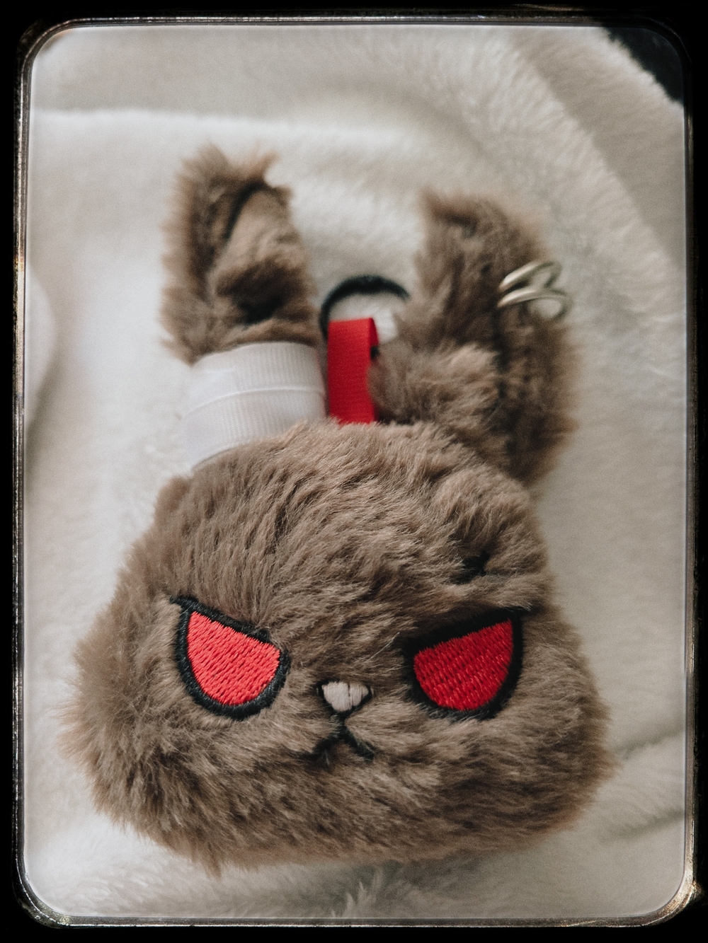 Fuzzy Brown Bunny Keychain/decorative Bag/petcarrier Decor with Red Eyes